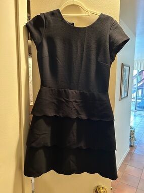 Club Monaco Black Scalloped Peplum Tiered Dress